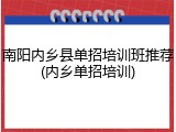 南阳内乡县单招培训班推荐(内乡单招培训)
