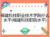 福建科技职业技术学院什么水平(福建科技职院水平)