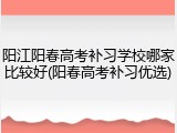 阳江阳春高考补习学校哪家比较好(阳春高考补习优选)