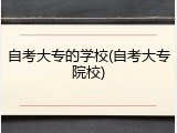 自考大专的学校(自考大专院校)