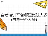 自考培训平台哪里比较人多(自考平台人多)