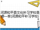 河源和平县文化补习学校是哪一家(河源和平补习学校)