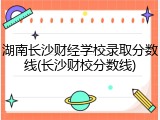 湖南长沙财经学校录取分数线(长沙财校分数线)