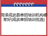 菏泽成武县单招培训机构哪家好(成武单招培训优选)