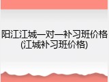阳江江城一对一补习班价格(江城补习班价格)