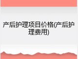 产后护理项目价格(产后护理费用)