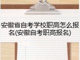 安徽省自考学校职高怎么报名(安徽自考职高报名)