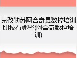 克孜勒苏阿合奇县数控培训职校有哪些(阿合奇数控培训)