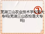 芜湖三山农业技术学校是大专吗(芜湖三山农校是大专吗)