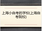 上海小自考的学校(上海自考院校)
