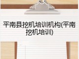 平南县挖机培训机构(平南挖机培训)