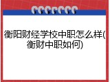 衡阳财经学校中职怎么样(衡财中职如何)