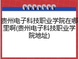 贵州电子科技职业学院在哪里啊(贵州电子科技职业学院地址)