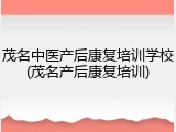 茂名中医产后康复培训学校(茂名产后康复培训)