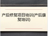 产后修复项目培训(产后康复培训)
