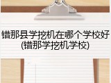 错那县学挖机在哪个学校好(错那学挖机学校)