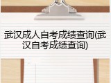 武汉成人自考成绩查询(武汉自考成绩查询)