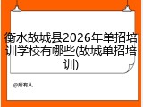 衡水故城县2026年单招培训学校有哪些(故城单招培训)