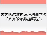 齐齐哈尔数控编程培训学校("齐齐哈尔数控编程")