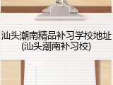 汕头潮南精品补习学校地址(汕头潮南补习校)