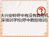 大兴安岭呼中有没有数控机床培训学校(呼中数控培训)