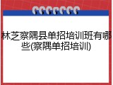 林芝察隅县单招培训班有哪些(察隅单招培训)