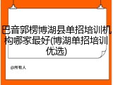 巴音郭楞博湖县单招培训机构哪家最好(博湖单招培训优选)