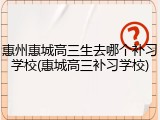 惠州惠城高三生去哪个补习学校(惠城高三补习学校)