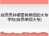 自贡贡井哪里有单招的大专学校(自贡单招大专)