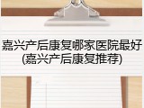 嘉兴产后康复哪家医院最好(嘉兴产后康复推荐)