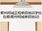 衢州柯城正规单招培训学校在哪(衢州柯城单招培训)