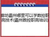 廊坊霸州哪里可以学数控职高技术(霸州数控职高培训)