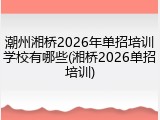 潮州湘桥2026年单招培训学校有哪些(湘桥2026单招培训)