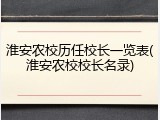 淮安农校历任校长一览表(淮安农校校长名录)