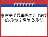 崇左宁明县单招培训比较好的机构(宁明单招机构)