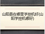 山阳县在哪里学挖机好(山阳学挖机哪好)