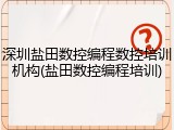 深圳盐田数控编程数控培训机构(盐田数控编程培训)