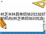 林芝米林县单招培训比较好的机构(林芝单招培训优选)