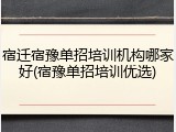 宿迁宿豫单招培训机构哪家好(宿豫单招培训优选)