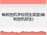 岫岩挖机学校招生简章(岫岩挖机招生)