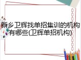 新乡卫辉找单招集训的机构有哪些(卫辉单招机构)