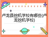 卢龙县挖机学校有哪些(卢龙挖机学校)