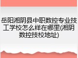 岳阳湘阴县中职数控专业技工学校怎么样在哪里(湘阴数控技校地址)