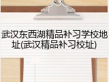 武汉东西湖精品补习学校地址(武汉精品补习校址)