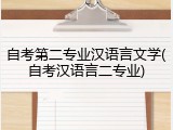 自考第二专业汉语言文学(自考汉语言二专业)