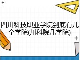四川科技职业学院到底有几个学院(川科院几学院)