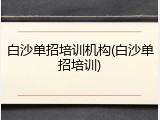 白沙单招培训机构(白沙单招培训)