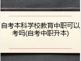 自考本科学校教育中职可以考吗(自考中职升本)