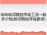 吉林蛟河数控学徒工资一般多少钱(蛟河数控学徒薪资)