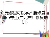 广元哪里可以学产后修复培训中专生(广元产后修复培训)
